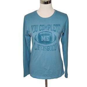 Life is Good long sleeve t-shirt tee classic fit You Complete Me Football blue